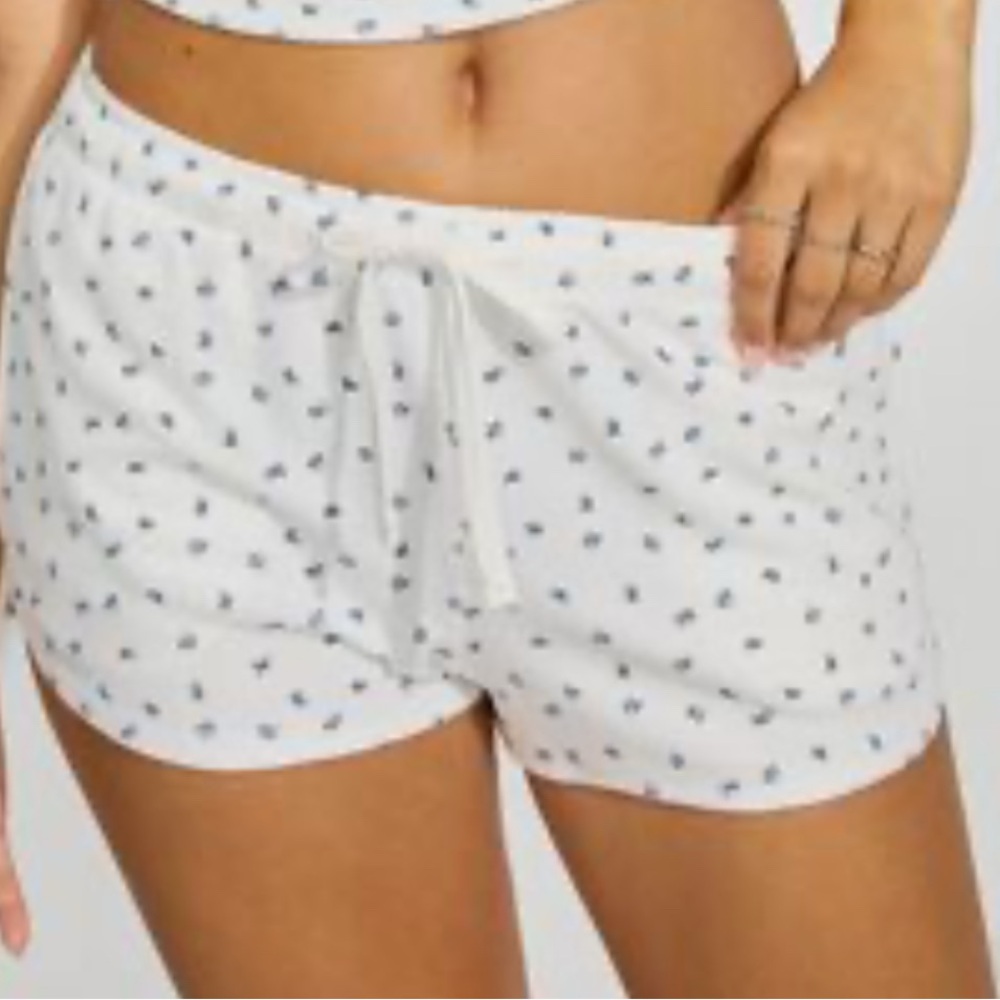Garage Pointelle Dainty Floral Pajama Sleep Shorts XS